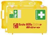 Erste-Hilfe-Koffer Extra+ BÜRO SN-CD, DIN 13157, gelb, Reflektionsstreifen, inkl. Wandhalterung, befüllt, ABS-Kunststoff