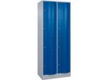 C+P Schließfachschrank Resisto, 2 Abteile, 8 Fächer, B 772 x T 540 x H 1950 mm, Weißalu/Enzianblau