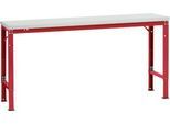 Manuflex Grundtisch UNIVERSAL Spezial, 1750 x 800 mm, Melamin lichtgrau, rubinrot