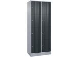 C+P Schließfachschrank Resisto, 2 Abteile, 8 Fächer, B 772 x T 540 x H 1950 mm, Weißalu/Anthrazitgrau