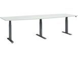Schäfer Shop Select Konferenztisch ERGO-T 2.0 Big, bis 8 Personen, elektrisch höhenverstellbar, Tonne, T-Fuß, B 2800 mm, lichtgrau/anthrazit