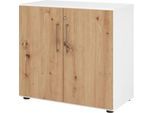 Schränke Breno, 2 OH, abschließbar, 28 kg je Boden, B 800 x T 420 x H 748 mm, weiß/Asteiche
