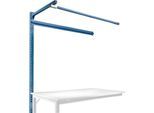 Aufbauportal m. Ausleger, Ansatztisch STANDARD Arbeitstisch/Werkbank UNIVERSAL/PROFI, 1500 mm, brillantblau