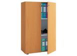 Flügeltürenschrank, aus Holz, 3 OH, Griffknöpfe, höhenverstellbare Fachböden, B 700 x T 400 x H 1050 mm, Buche