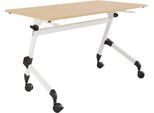 Schäfer Shop Select Klapptisch mit Rollen, Rechteck, Vierkantrohr, B 1200 x T 600 x H 720 mm, Ahorn/weiß