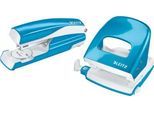 LEITZ® Bürolocher + Tischheftgerät Wow SET, metallic-blau