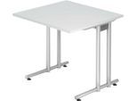 Schreibtisch JENA, C-Fuß, Rechteck, B 800 x T 800 x H 720 mm, Gestell alusilber, lichtgrau