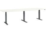 Schäfer Shop Select Konferenztisch ERGO-T 2.0 Big, bis 8 Personen, elektrisch höhenverstellbar, Tonne, T-Fuß, B 2800 mm, weiß/anthrazit