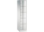 C+P Schließfachschrank Resisto, 1 Abteil, 5 Fächer, B 396 x T 540 x H 1950 mm, Lichtgrau/Lichtgrau