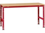 Manuflex Arbeitstisch UNIVERSAL Standard, 1750 x 1000 mm, Multiplex natur, rubinrot