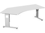 Winkelschreibtisch 135° ALICANTE, C-Fuß, Ansatz links, B 2166 x T 800 x H 680-820 mm, lichtgrau