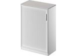 Schäfer Shop Genius Querrollladenschrank TETRIS SOLID, 3 OH, B 800 mm, inkl. 19 mm Abdeckplatte, lichtgrau/weißalu/weißalu