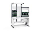 Bott Arbeitsplatzsystem Avero Komplettmodul 1, per Handkurbel höhenverstellbar, HPL beschichtete Spanplatte, bis 200 kg, lichtgrau/anthrazitgrau