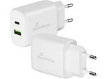 MediaRange Schnellladeadapter 25 W, Eurostecker, USB-A/USB-C, weiß