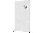 MAUL Stellwandsystem MAULconnecto, Steckmodule, 3x Akustikvlies hell, Klettverbindung, auf Rollen, H 1800 x B 1000 mm, weiß