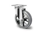 CASCOO Lenkrolle BAF2, mit Rad-ø 125 mm x B 50 mm, Stahl-Felge, Elastik-Lauffläche, grau, Doppelkugellager, bis 300 kg