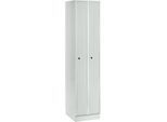 Raumspargarderobe, Abteilbreite 200 mm, abschließbar, 2 Abteile, lichtgrau