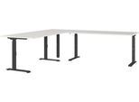 Eckschreibtisch Agenda, mechanisch höhenverstellbar, B 2400 x T 2200 x H 680-910 mm, Lichtgrau/Schwarz
