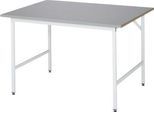 Rau Arbeitstisch Jerry, manuell höhenverstellbar, 25 mm MDF-Platte mit Edelstahlbelag, bis 300 kg, B 1250 x T 1000 x H 800-850 mm, silber/lichtgrau