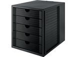 Schubladenbox SYSTEMBOX KARMA, 5 geschlossene Schubladen, DIN A4, leichtlaufend, B 274 x T 330 x H 320 mm, schwarz