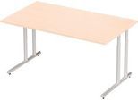 Schäfer Shop Select Schreibtisch COMBITEC, Rechteck, C-Fuß, B 1600 x T 800 x H 677-817 mm, Ahorn/weißaluminium