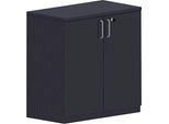 Flügeltürenschrank BEXXSTAR, 2 Ordnerhöhen, Holztüren, H 825 mm, schwarz