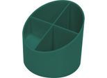 Stifteköcher Helit The Green Cross, 4 Fächer, Ø 110 x H 105 mm, Recyclingkunststoff, grün
