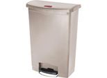 Rubbermaid Tretabfalleimer Slim Jim Step-On, mit Rollen, L 570 x B 353 x H 826 mm, 90 l, Kunststoff, beige