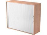 Querrollladenschrank ULM, 3 OH, Rollläden alusilber, B 1200 x T 400 x H 1100 mm, Nussbaum-Dekor