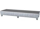 Auffangwanne ASECOS, Stahl, mit Gitterrost u. Staplerschuhen, 400 l Auffangvolumen, B 815 x T 2470 x H 355 mm, verzinkt