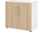 Schränke Breno, 2 OH, abschließbar, 28 kg je Boden, B 800 x T 420 x H 748 mm, weiß/Eiche