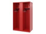 Feuerwehrspind C+P Evolo Maxi, 4 Abteile für 2 Personen, ohne Helmhalter, Bodengleiter, B 1200 x T 500 x H 1850 mm, RAL 3000 Feuerrot