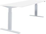 Schreibtisch NEVADA, elektrisch höhenverstellbar, Rechteck, T-Fuß, B 1800 x T 800 x H 715-1185 mm, weiß/alusilber