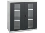 Schäfer Shop Genius Sichttürschrank FS, 3 OH, abschließbar, 2 Fachböden, bis 450 kg, B 1055 mm, Stahl, lichtgrau RAL 7035/anthrazitgrau RAL 7016