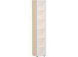 Aktenschrank ALICANTE, 6 Ordnerhöhen, 5 Böden, Glastür rechts, B 400 x T 400 x H 2160 mm, Ahorn-Dekor