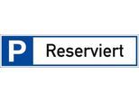 moedel Parkplatzschild „Reserviert“, für die Wand- und Pfostenmontage, L 460 x B 110 mm, Aluminium, weiß-schwarz-blau