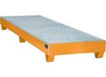Stahl-Auffangwanne mit Gitterrost, 2400 x 800 mm, orange RAL 2000
