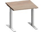 Schäfer Shop Genius Schreibtisch MODENA FLEX, Quadrat, T-Fuß Rechteckrohr, B 800 x T 800 x H 650-850 mm, Eiche/weißalu