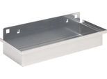 Ablageschale für FS Putzmittelschränke, Stahlblech weißaluminium RAL 9006, B 135 x T 320 x H 55 mm