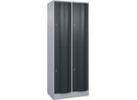 C+P Garderobenspind Resisto, 2 Abteile, 4 Fächer, B 772 x T 540 x H 1950 mm, Weißalu/Anthrazitgrau