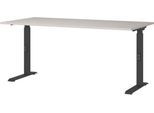 Schreibtisch Aalborg, mechanisch höhenverstellbar, bis 80 kg, Rechteck, C-Fuß, B 1600 x T 800 x H 680 - 910 mm, kaschmir/schwarzgrau