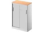 Schäfer Shop Genius Schiebetürenschrank TETRIS SOLID, 3 OH, 2 Fachböden, B 800 mm, 19 mm Abdeckplatte, Buche-Dekor/weißalu