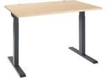 Schäfer Shop Select Schreibtisch ERGO-T 2.0, Rechteck, T-Fuß, B 1200 x T 800 x H 675-895 mm, Ahorn/anthrazit