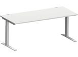 Schäfer Shop Genius Schreibtisch MODENA FLEX, C-Fuß-Rechteckrohr, B 1800 x T 800 mm, lichtgrau/weißalu