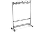 Mobiler Reihen-Garderobenständer, Leichtmetall, 1360 mm breit, mit Schirmhalterung