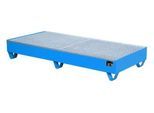 Stahl-Auffangwanne mit Gitterrost, 1800 x 800 mm, blau RAL 5012