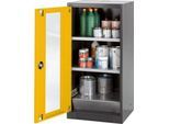 Chemikalienschrank Asecos CS-CLASSIC-G, Flügeltür und Glasausschnitt, 2 Böden, H 1105 mm, sicherheitsgelb