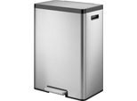 EKO Treteimer EcoCasa, Edelstahl gebürstet, fingerabdrucksicher, 2 x 20 Liter, gedämpfte Deckel, B 450 x T 335 x H 655 mm, silber