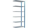 Schulte Lagertechnik Fachbodenregal Stecksystem MultiPlus250, Anbauregal, 6 Fachböden, Kreuzstrebe, B 1000 x T 500 x H 2500 mm, Enzianblau RAL 5010