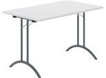 Schäfer Shop Select Klapptisch, Rechteck, Doppel-T-Fußgestell, Spezial-Klappbeschlag & Bodenausgleich, B 1200 x T 700 x H 720 mm, lichtgrau/anthrazit